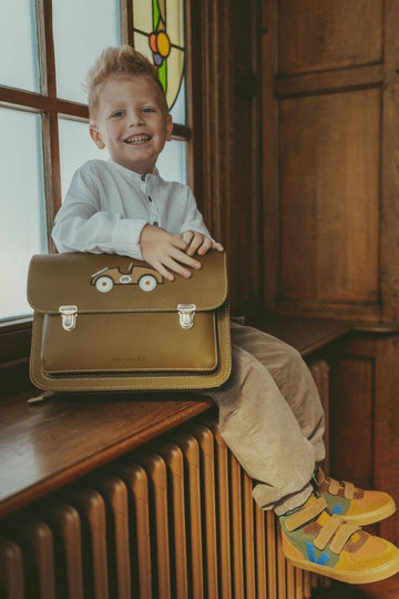 Lederen kleutertas - Car Moss